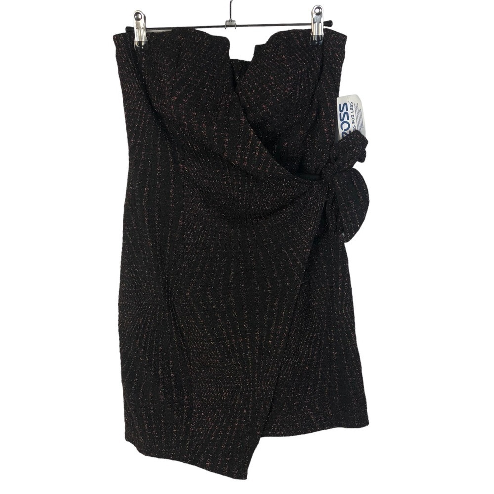 Trixxi Black Rainbow Glitter Drape Side Strapless Mini‎ Dress M